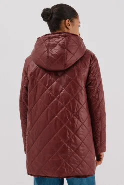 Anoraque acolchoado reversível com efeito de pele