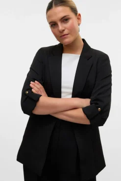 Blazer aberto com manga arregaçadas