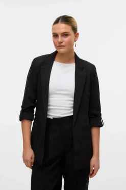 Blazer aberto com manga arregaçadas