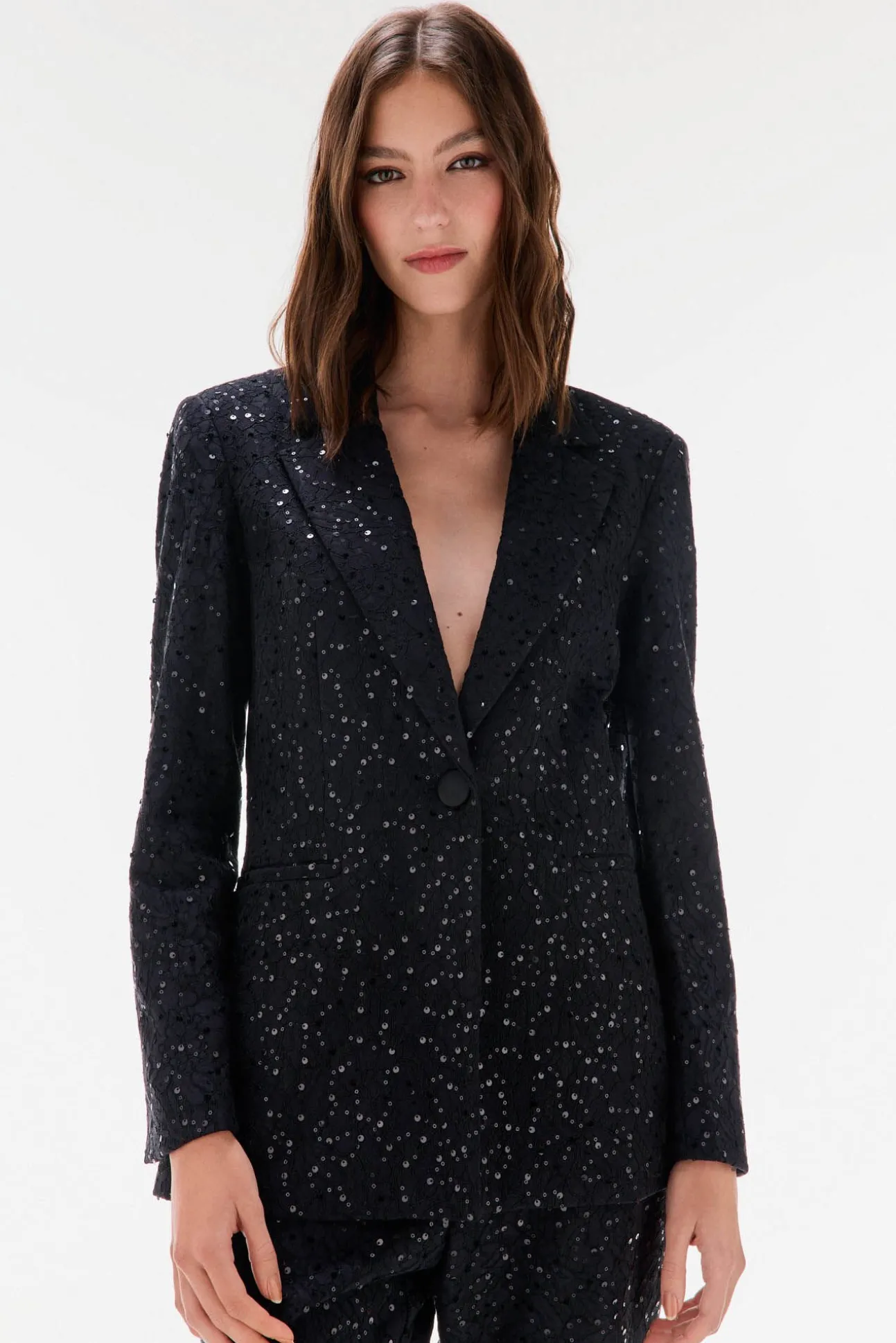 Blazer ajustado com lantejoulas