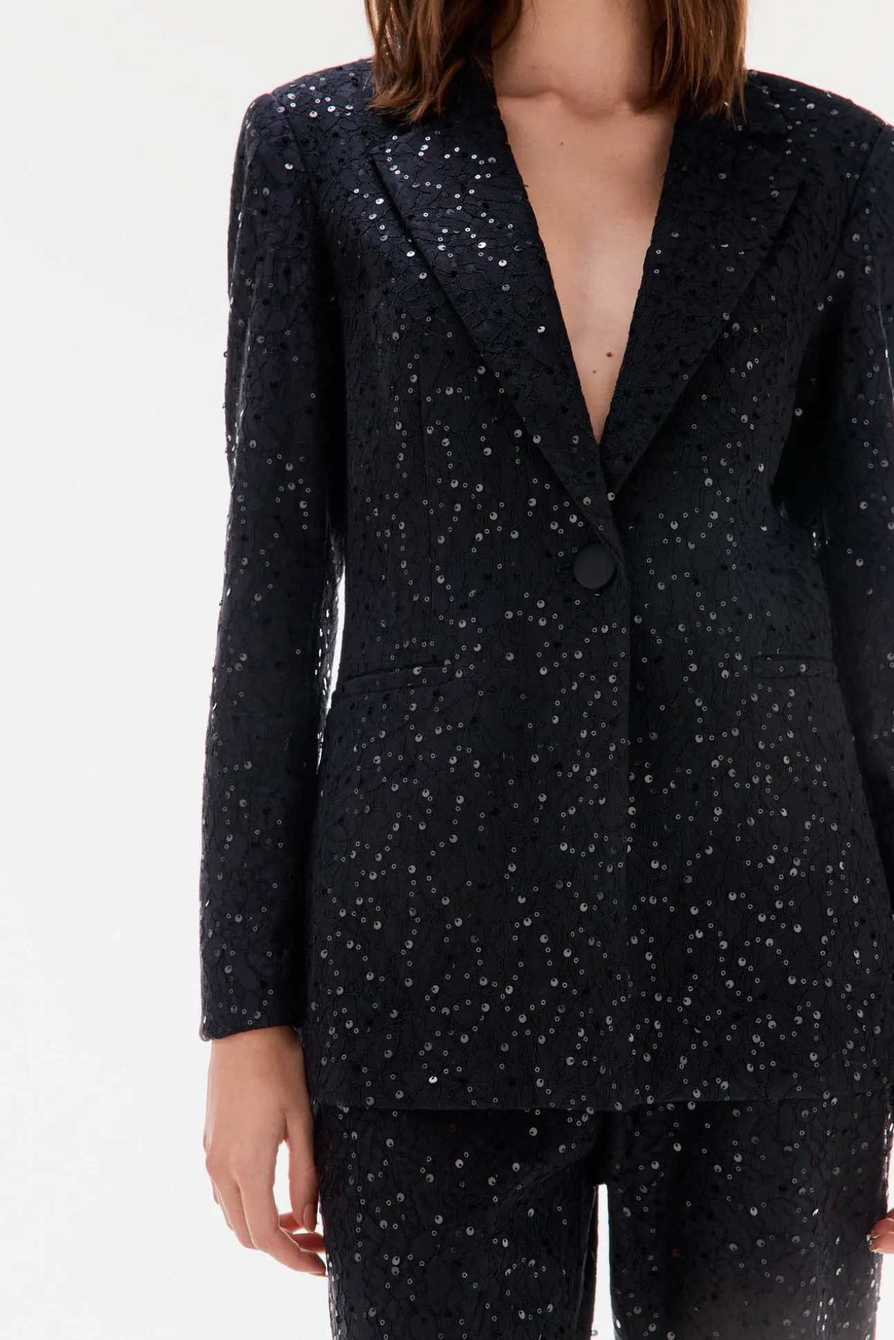 Blazer ajustado com lantejoulas
