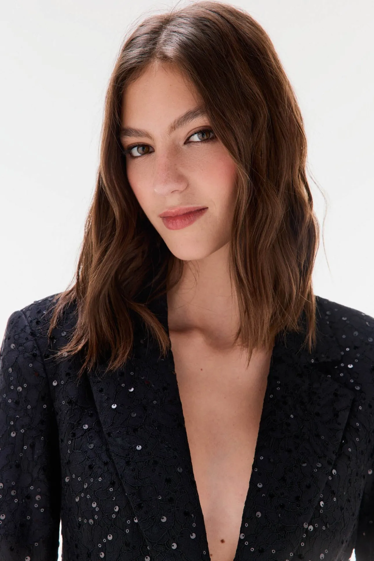 Blazer ajustado com lantejoulas
