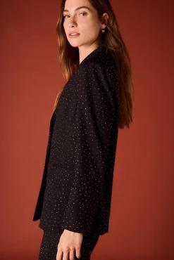 Blazer ajustado com strass.