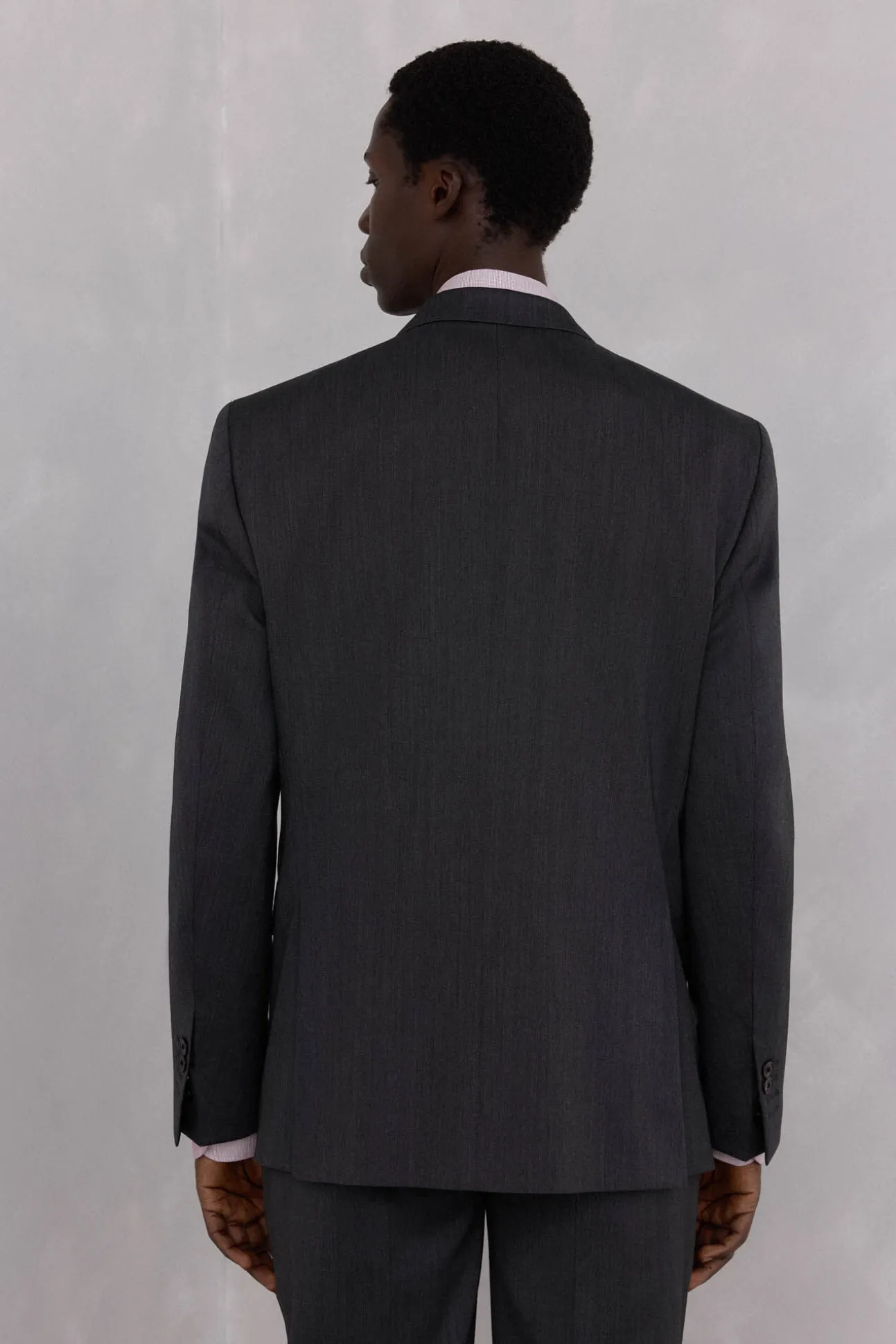 Blazer cinza estruturado slim fit bi-elástico