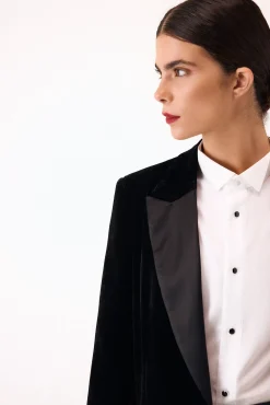Blazer de veludo e cetim