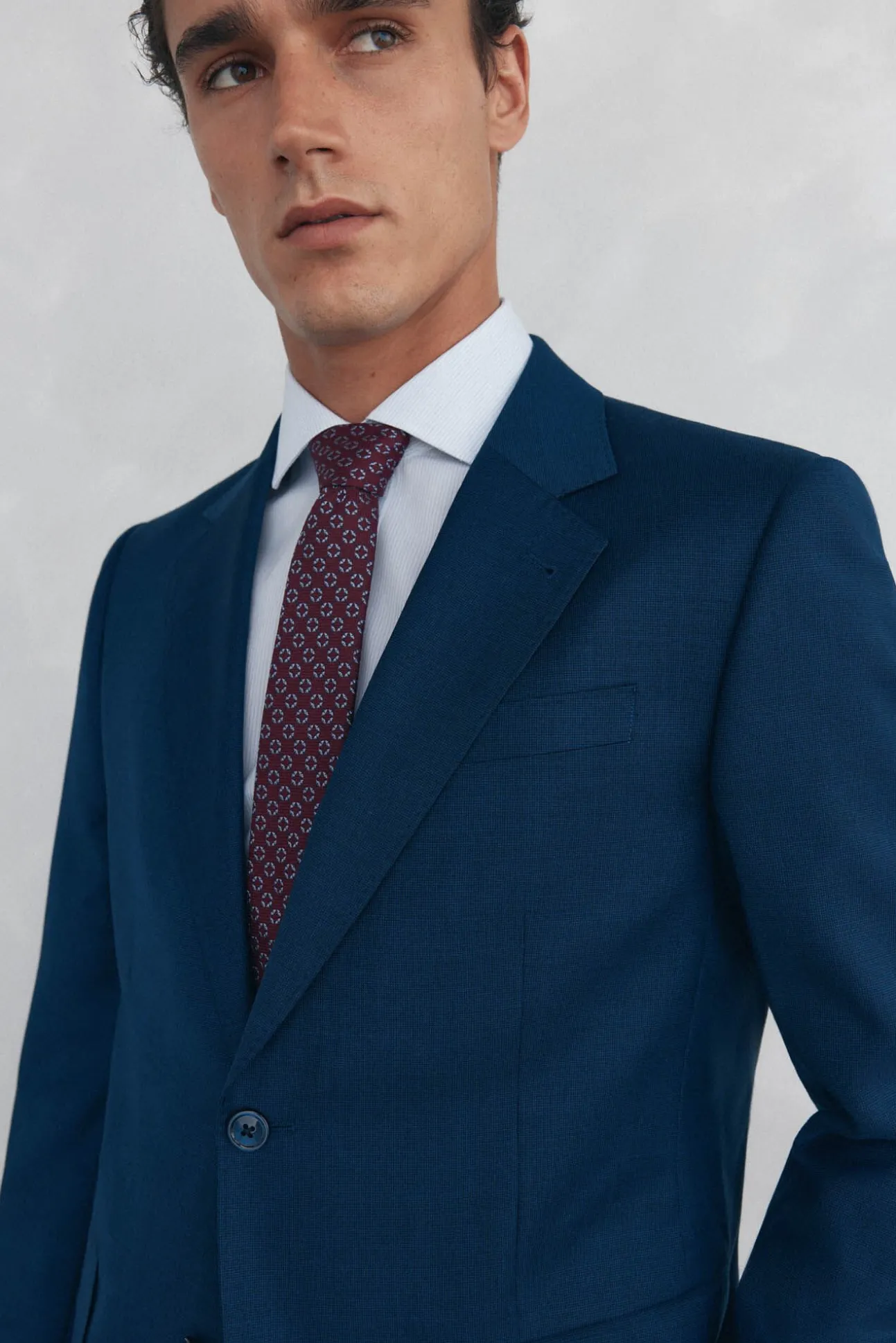 Blazer estruturado azul slim fit bi-elástico