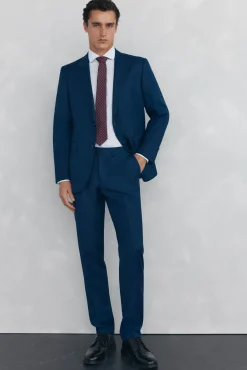 Blazer estruturado azul slim fit bi-elástico