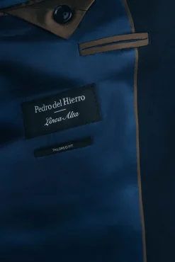 Blazer estruturado com costas azuis e corte sob medida