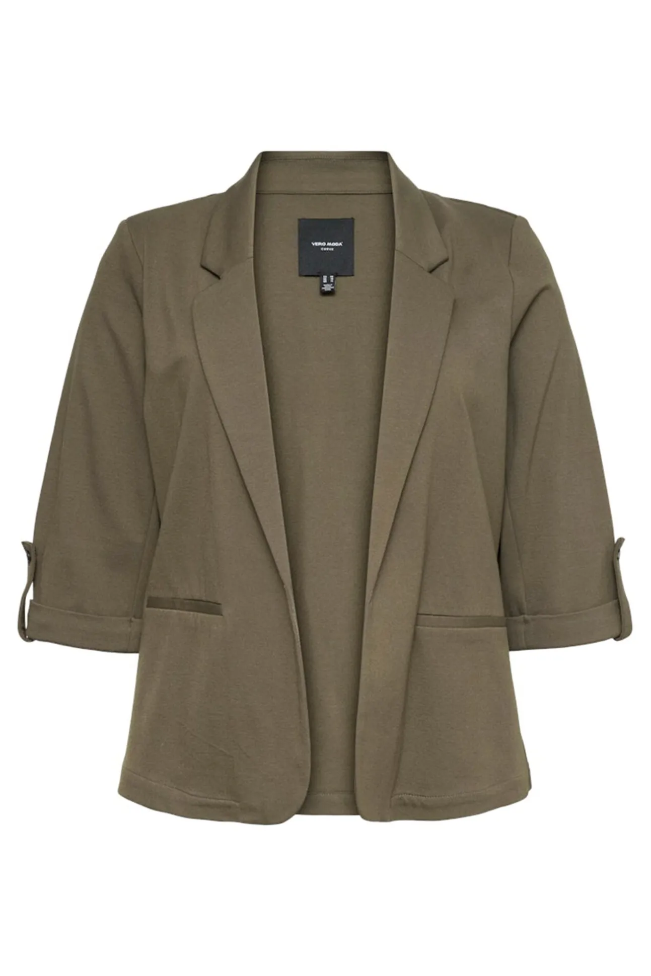 Blazer feminino aberto com lapela grande