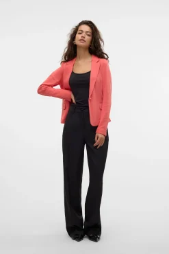 Blazer feminino de manga comprida com bolsos