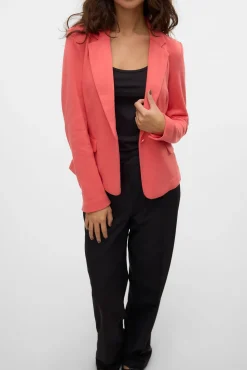 Blazer feminino de manga comprida com bolsos