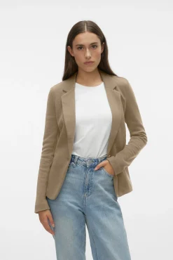 Blazer feminino de manga comprida com bolsos