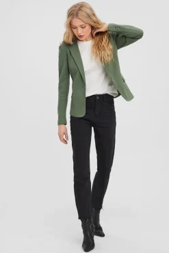 Blazer feminino de manga comprida com bolsos