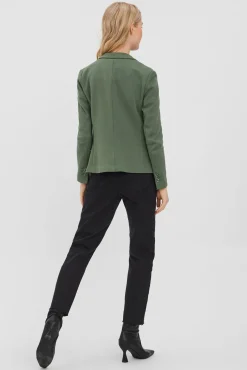 Blazer feminino de manga comprida com bolsos