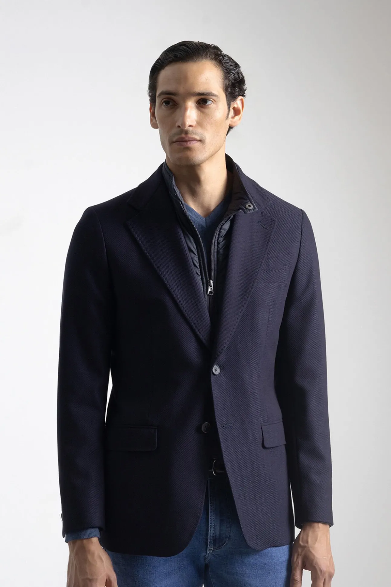 Blazer slim com gola removível