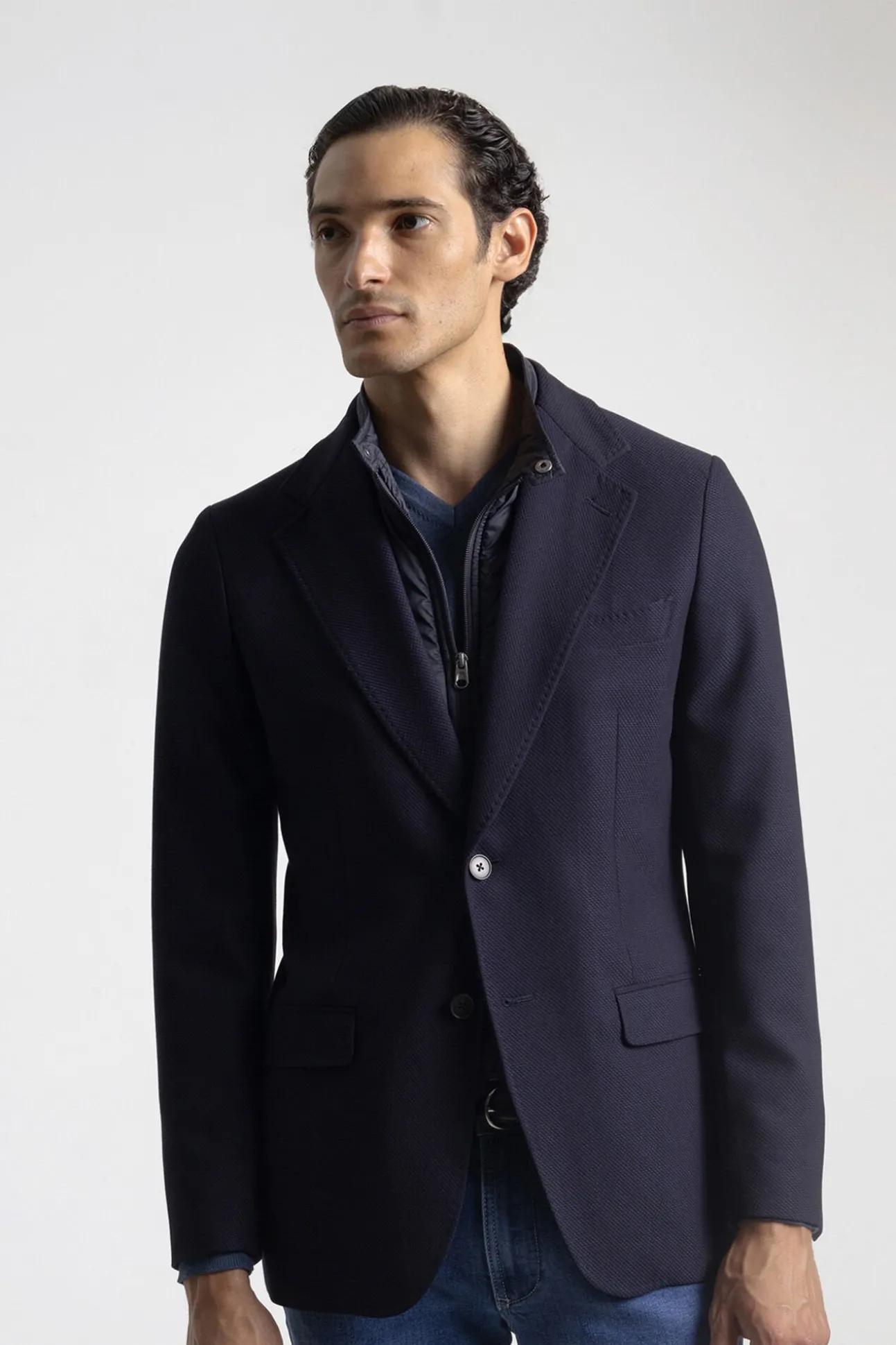 Blazer slim com gola removível