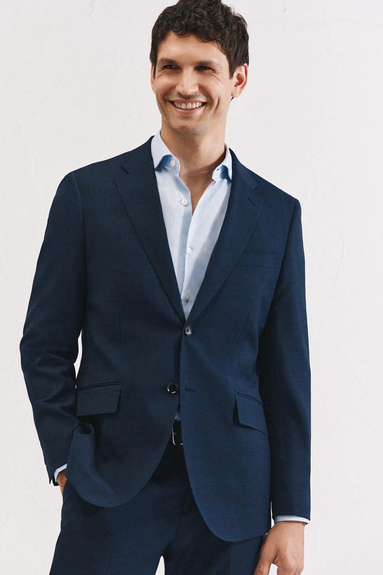 Blazer xadrez azul slim fit