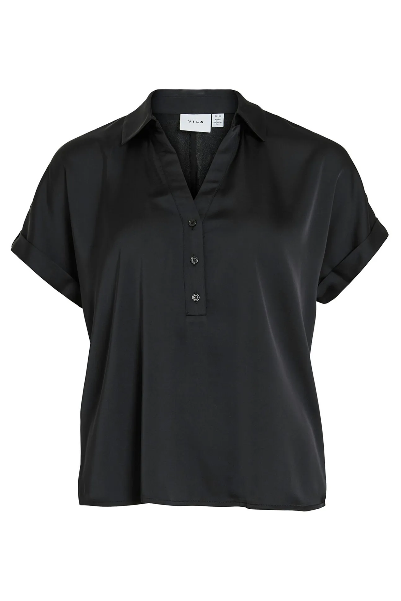 Blusa acetinada de manga curta