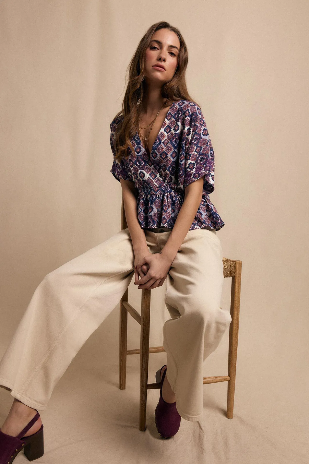 Blusa bordado estampada