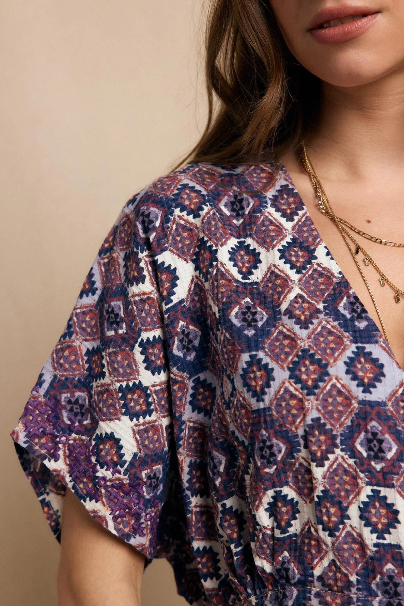 Blusa bordado estampada