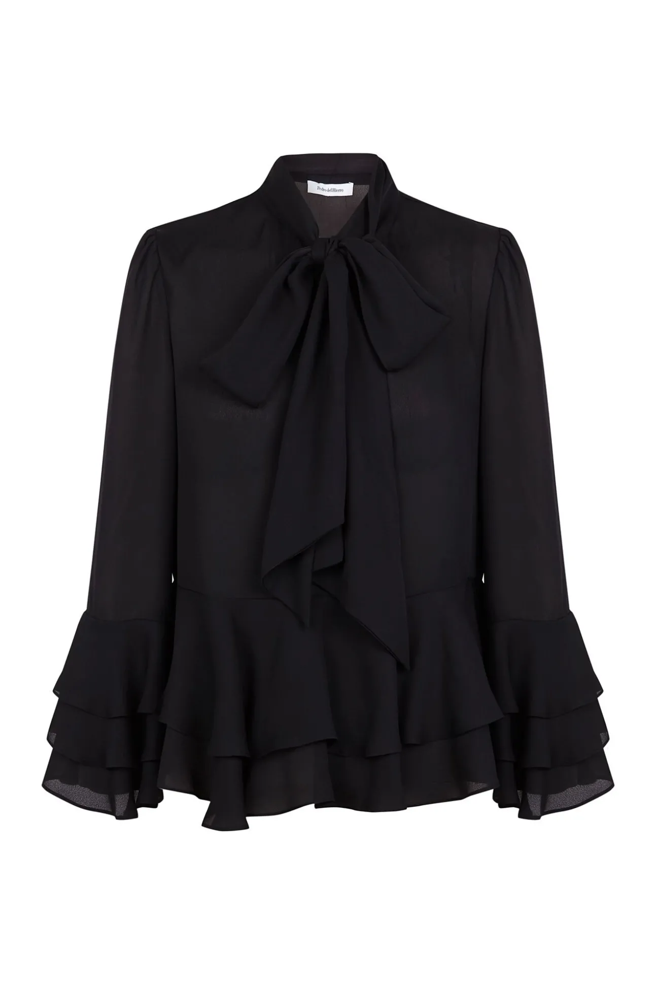 Blusa com babados e laçada