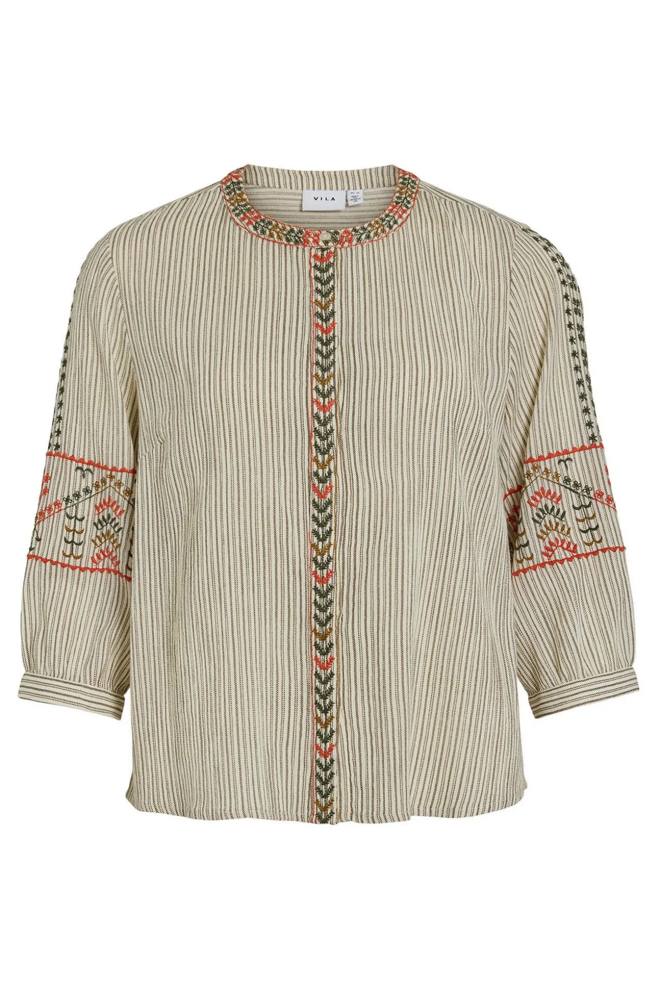 Blusa de algodão com bordado étnico