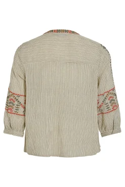 Blusa de algodão com bordado étnico