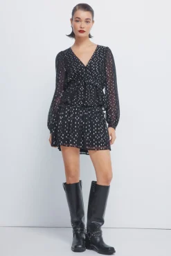 Blusa de lurex com cós elástico