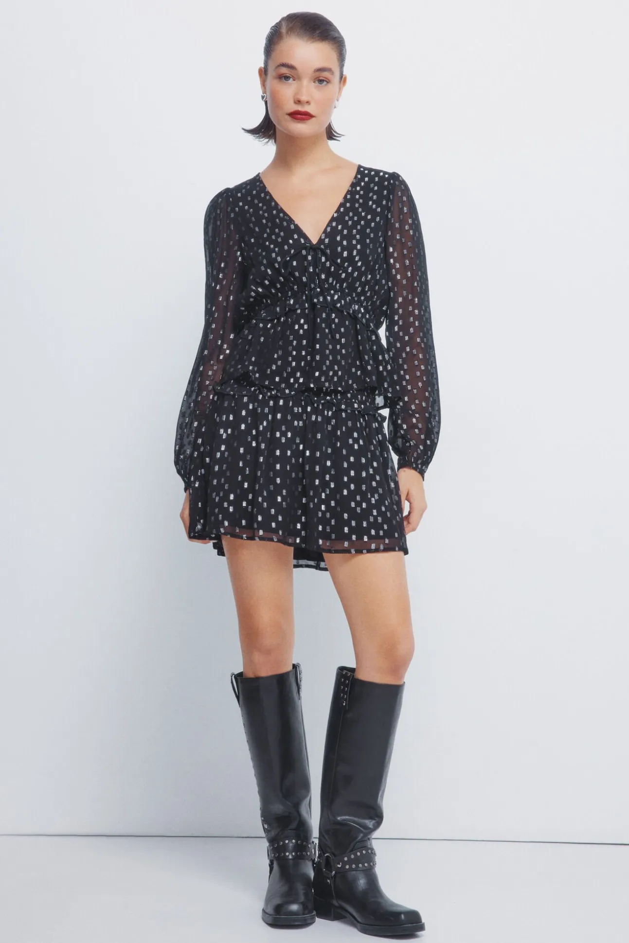 Blusa de lurex com cós elástico