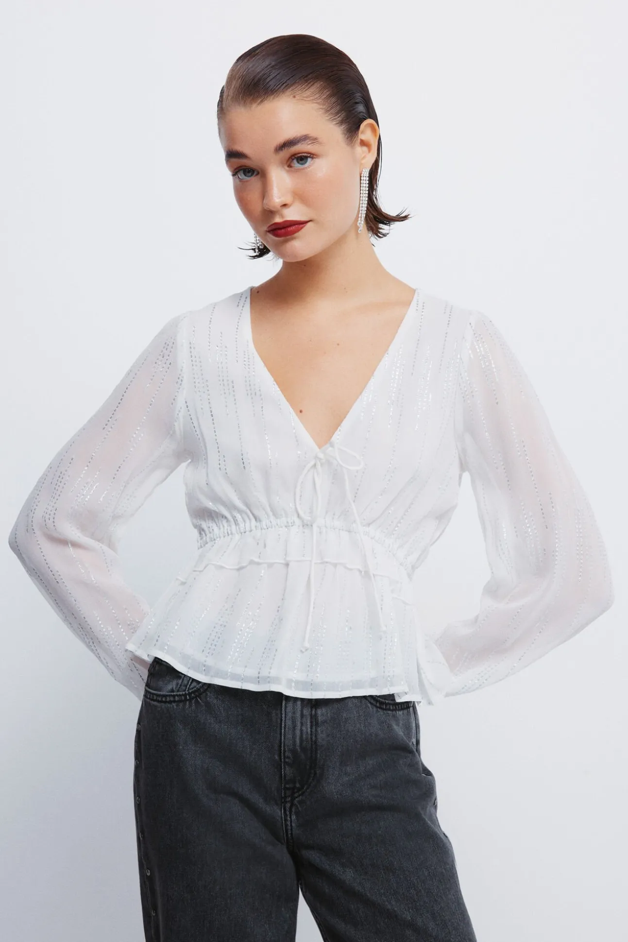 Blusa de lurex com cós elástico