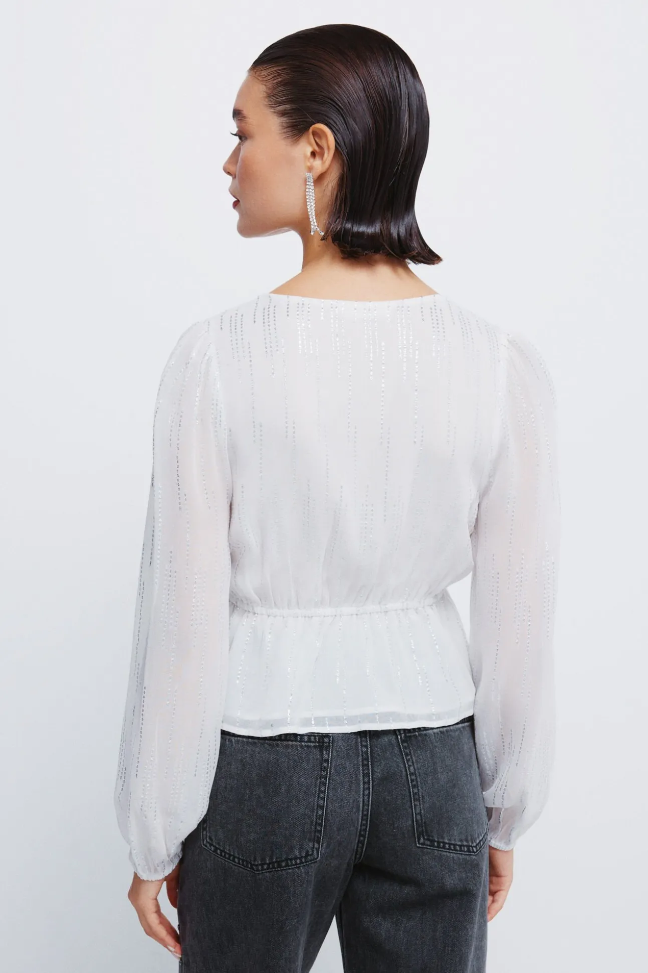 Blusa de lurex com cós elástico