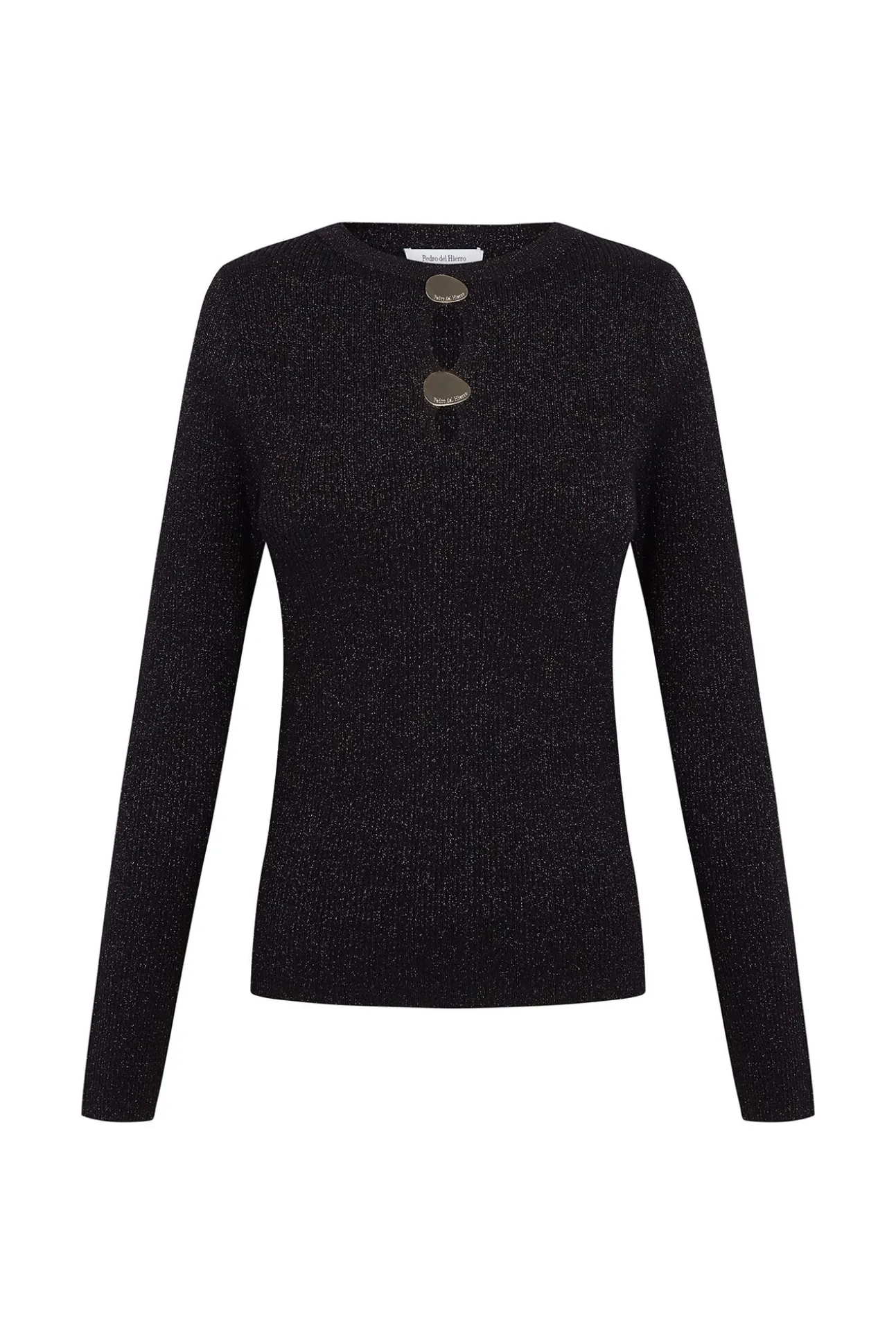 Blusa de malha brilhante com aberturas