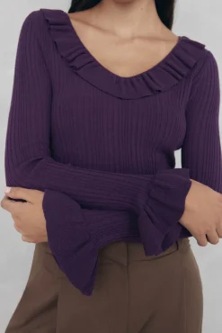 Blusa de malha com folho