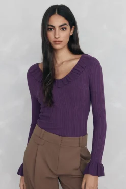 Blusa de malha com folho