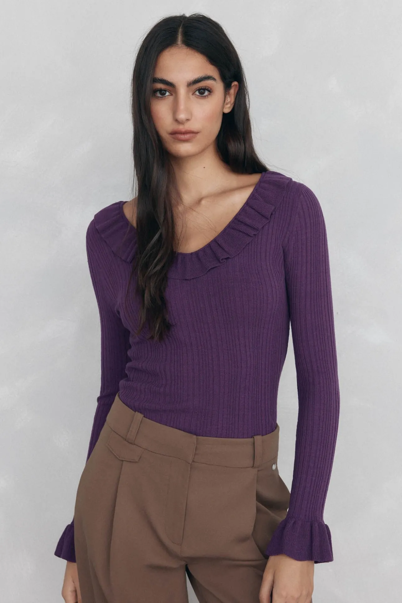 Blusa de malha com folho