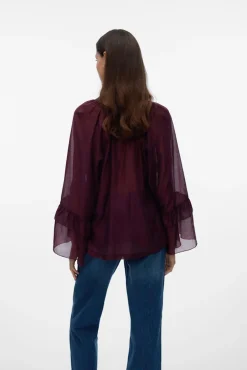 Blusa de manga com babados