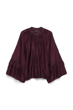 Blusa de manga com babados
