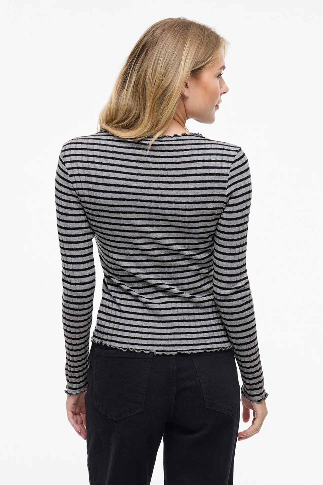 Blusa de manga comprida com vivo
