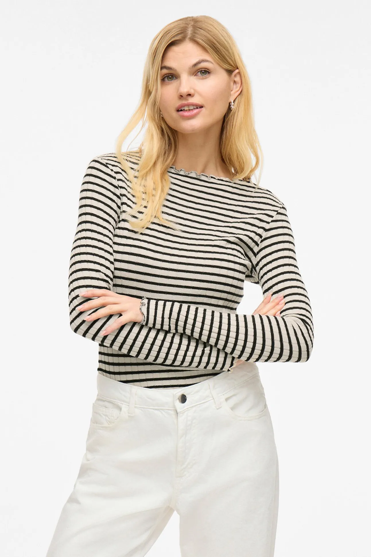 Blusa de manga comprida com vivo