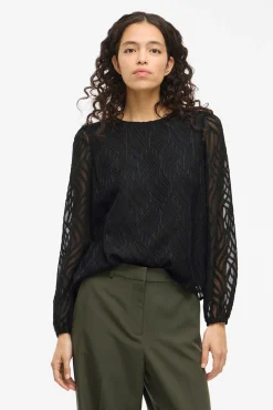 Blusa de manga comprida com gola redonda