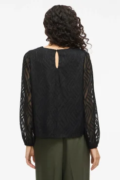 Blusa de manga comprida com gola redonda