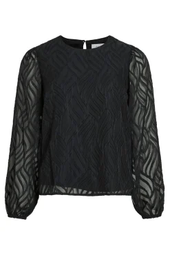 Blusa de manga comprida com gola redonda