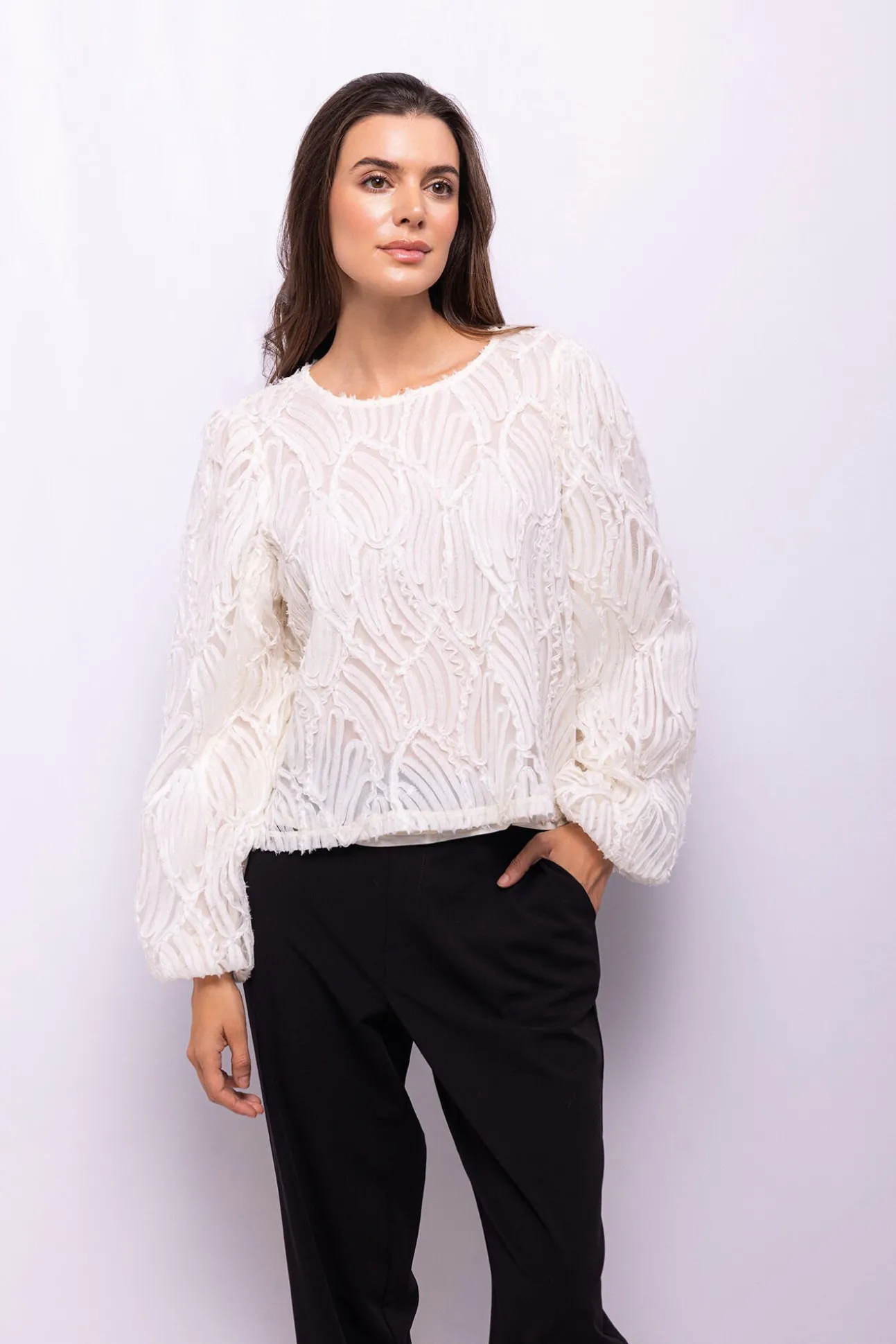 Blusa de tecido texturizado