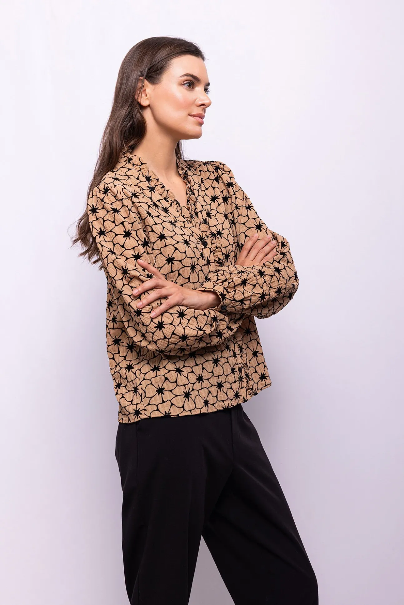 Blusa de tecido texturizado
