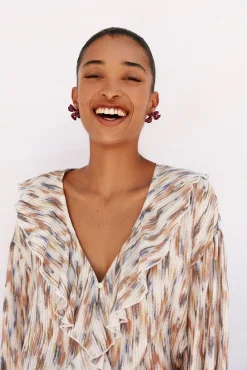 Blusa estampada com folhos