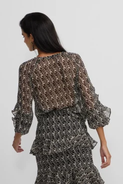 Blusa estampado com babados