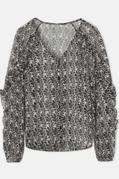 Blusa estampado com babados