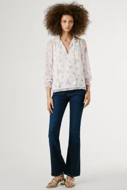 Blusa floral de manga comprida
