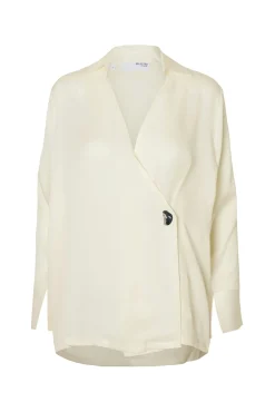 Blusa gola V com detalhe metálico