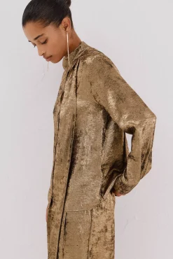 Blusa laço efeito dourado